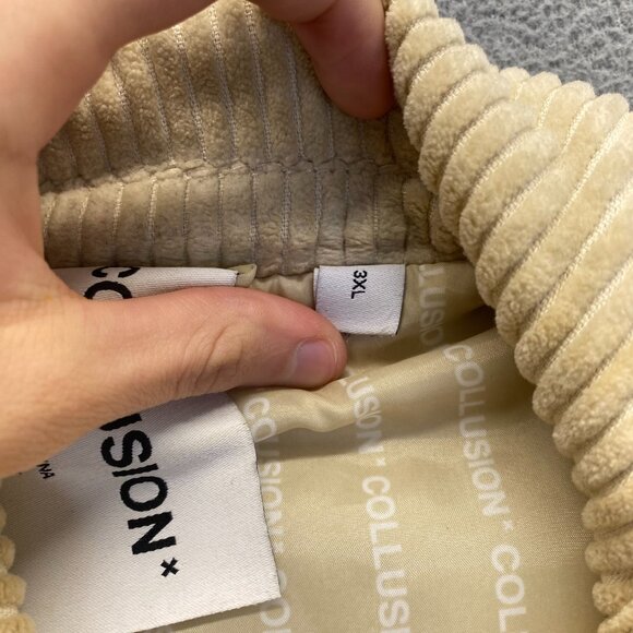 Collusion Men's Cotton Snap Button Front Beige Corduroy Jacket Coat Size 3XL - Picture 6 of 13